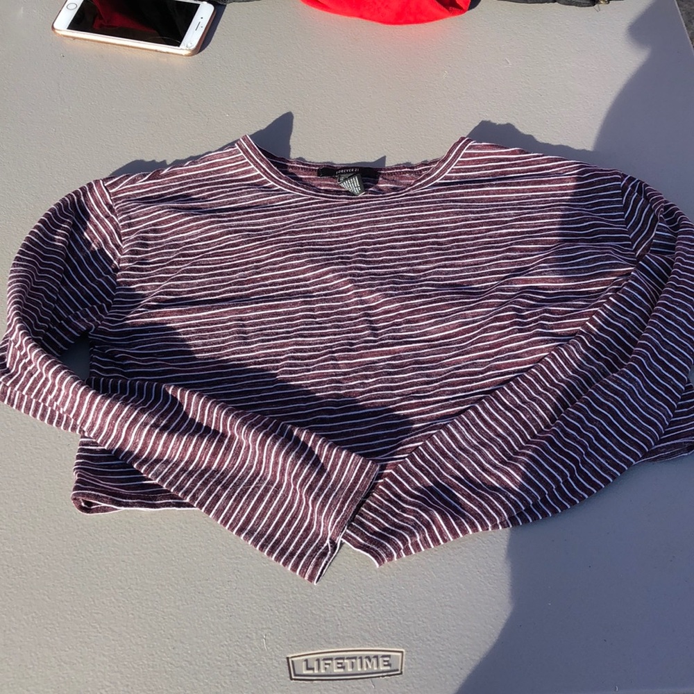 forever 21 long sleeve crop shirt striped